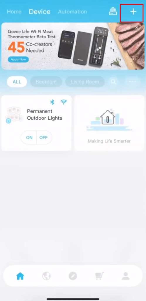 Govee Homekit - Tap the Add Icon