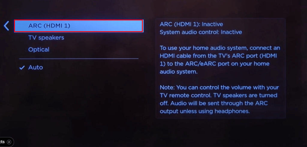 Turn on ARC HDMI