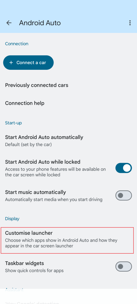 WhatsApp on Android Auto - Tap Customize Launcher