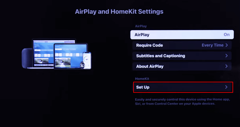 Choose Set Up to Add Roku TV to HomeKit