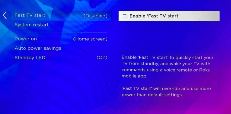 Enable Fast TV Start to Add Roku TV to HomeKit