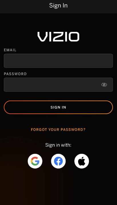 Log In to VIZIO app