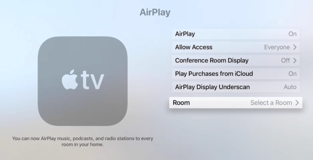 Select a Room to Finish Adding Apple TV to HomeKit