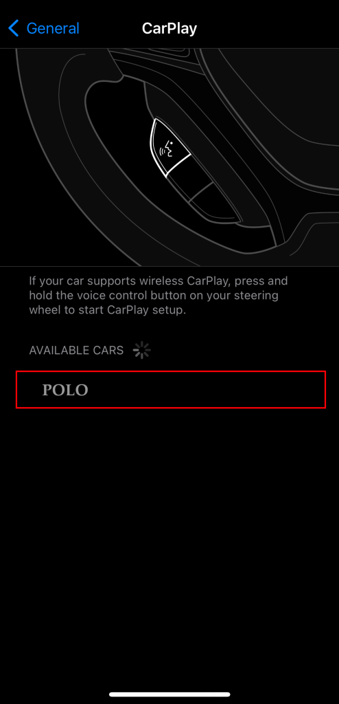 Select your Car Name to Add DoorDash on Apple CarPlay