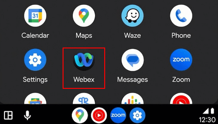 Tap on Webex to Launch the App on Android Auto