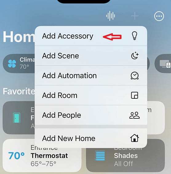 Choose Add Accessory to Integrate SimpliSafe HomeKit