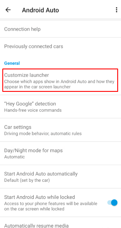 Choose Customize Launcher to access Sygic on Android Auto