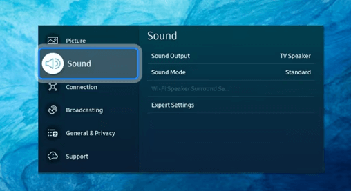 Choose Sound option under TV Settings