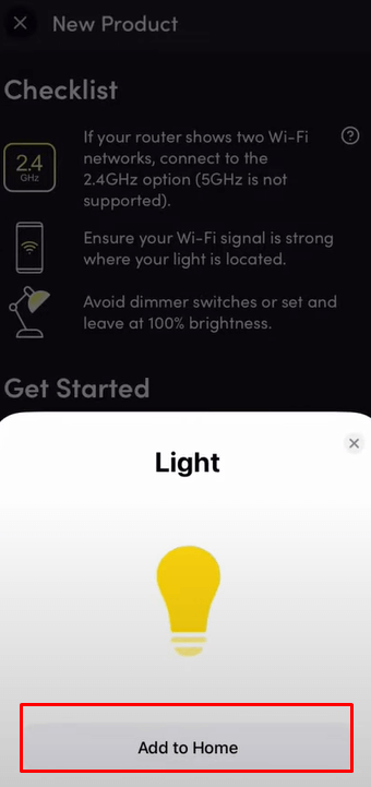 Click Add to Home to Add LIFX to HomeKit