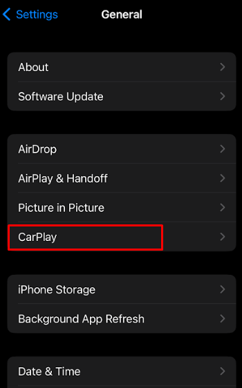 Click CarPlay on Settings