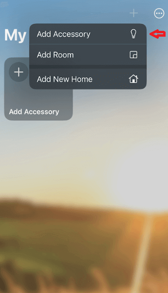 Click Add Accessory to add ADT to HomeKit