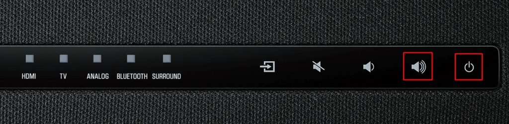 Hold the Volume Up and Power Buttons to Reset Yamaha Soundbar