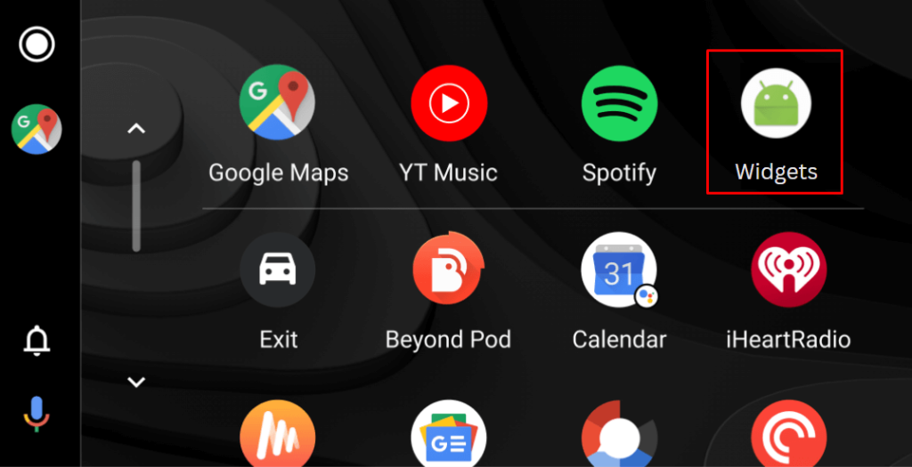 Open Widgets on Android Auto