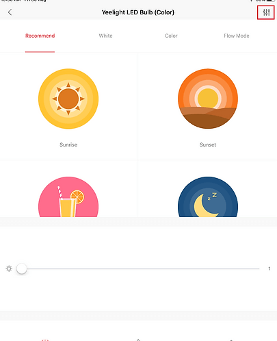 Press Settings icon to Add Yeelight to HomeKit