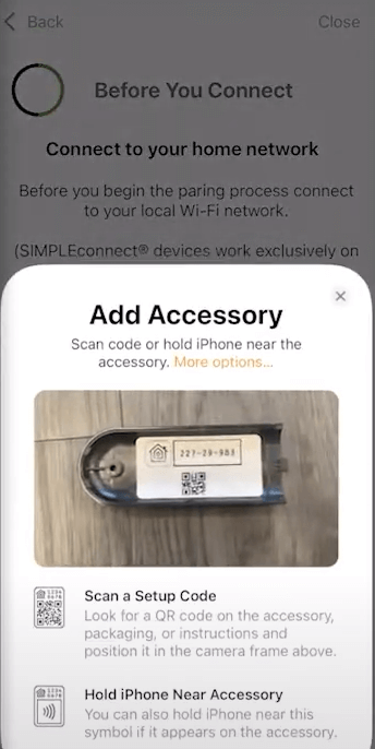 Scan the QR Code to Add Hunter Fan HomeKit