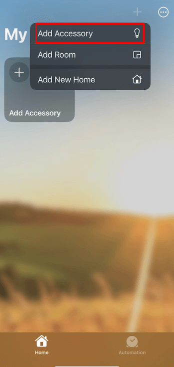 Select Add Accessory to Add Eufy Camera to HomeKit