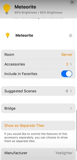 Yeelight HomeKit Integration Access Room and Scenes