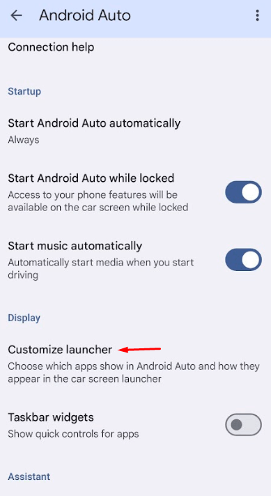 Choose Customize Launcher and Add Mixcloud on Android Auto