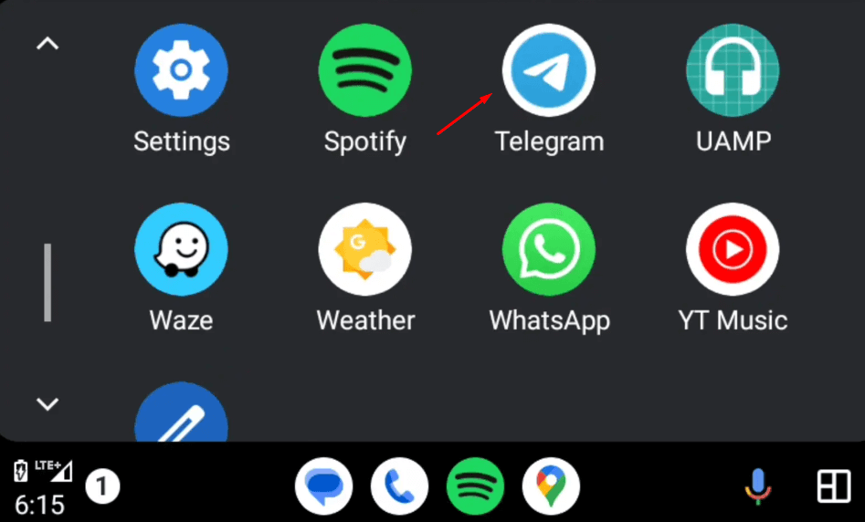 Launch Telegram on Android Auto