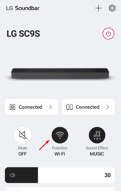 Press Function to Connect LG Soundbar to WiFi