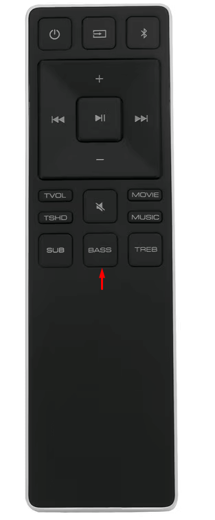 Press the Bass Button to Perform Vizio Sound Bar Bass Adjustment