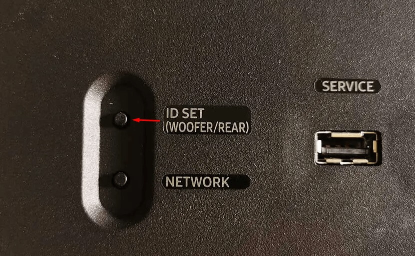 Press the ID SET button to Connect Samsung Subwoofer to Soundbar