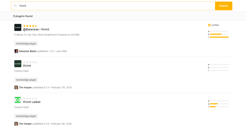 Search for Vivint Plugin to Add to HomeKit