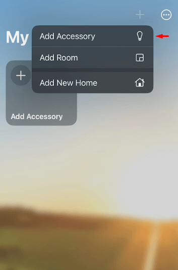 Select Add Accessory to Add Hubitat with HomeKit