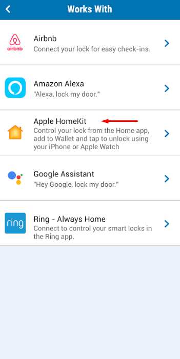 Select Apple HomeKit to Add Schlage to HomeKit