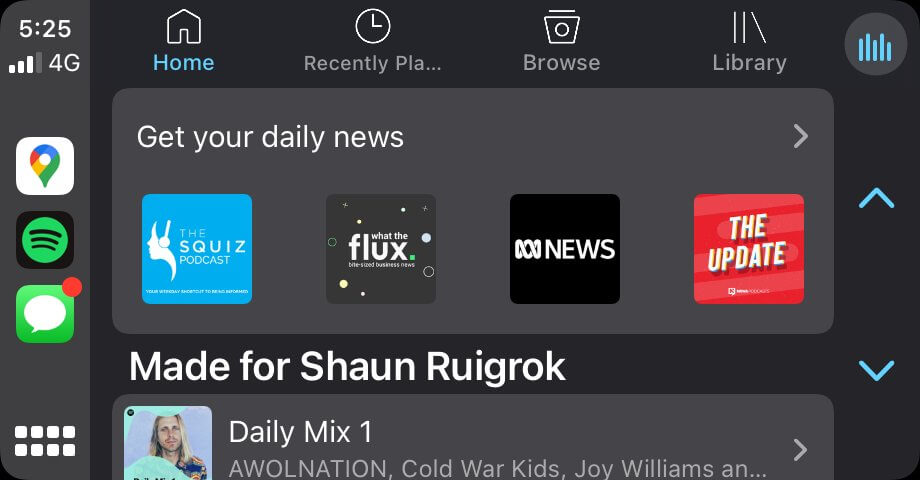 Spotify Interface on CarPlay