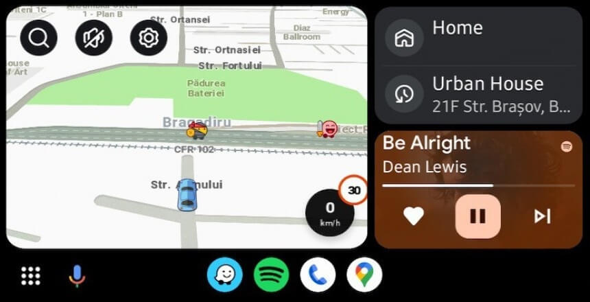 Waze Interface with Coolwalk on Android Auto