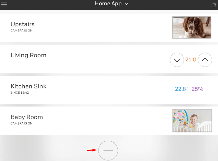 Hit the Plus icon to Add Honeywell Thermostat with Apple HomeKit