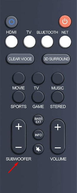 Press the Subwoofer Button on the Remote